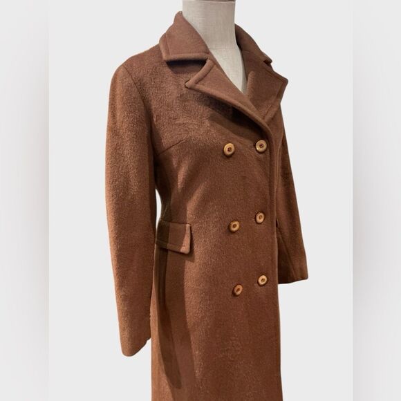 Stevens Forstmann 60s Vintage Wool Trench Coat Lined Winter Women’s Medium - Picture 3 of 9